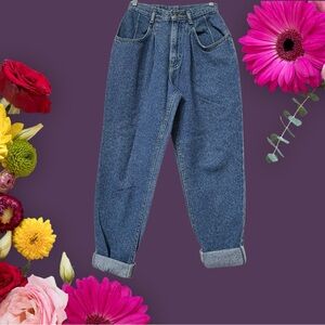 Vintage Lee Mom Jeans Classic High-Rise Pleated Taper-Leg Blue Women's Jeans